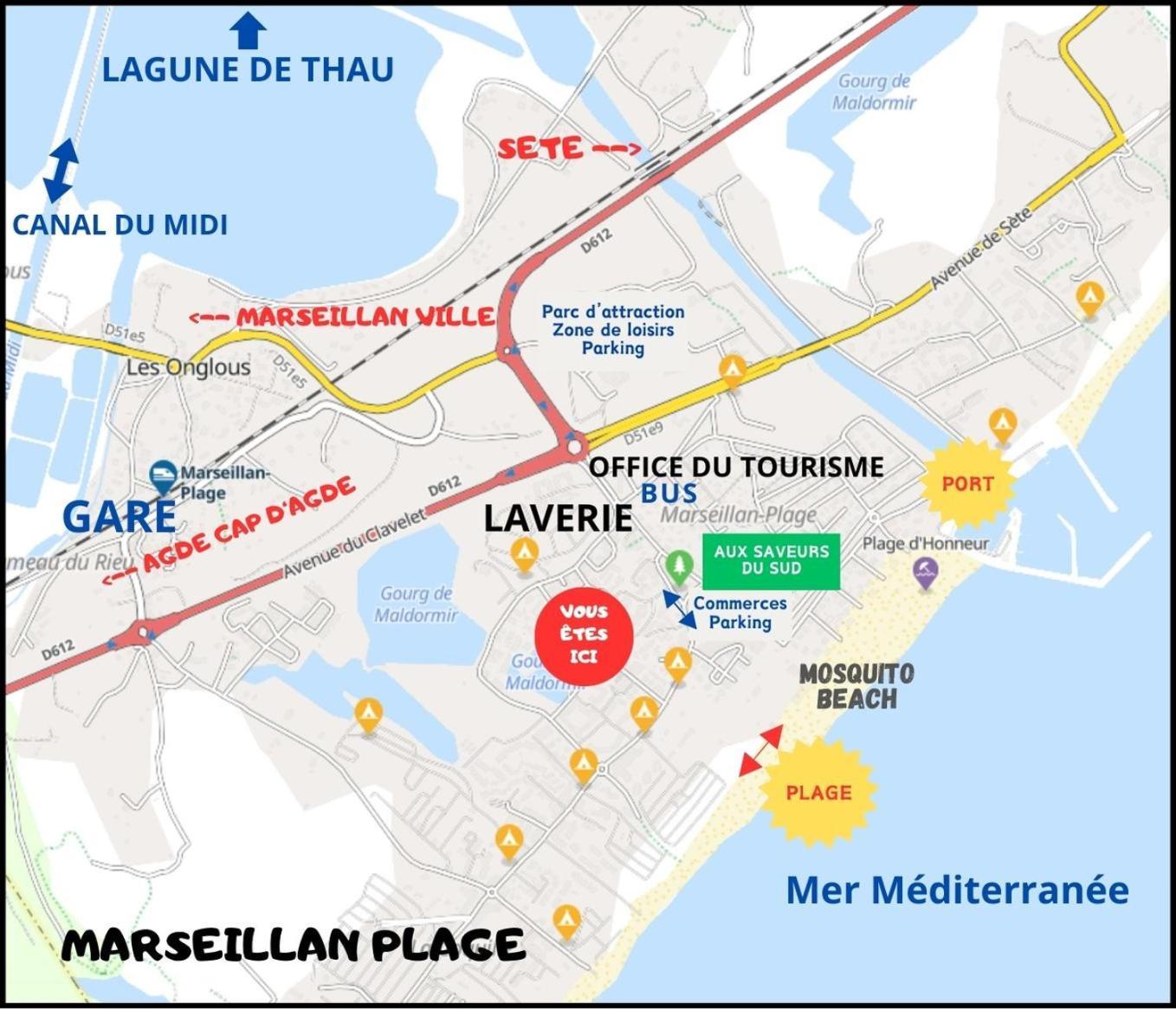 Residence Le Sunset Marseillan-Plage, Entre Mer Et Lagune De Thau, Etape Velo, Famille, Couple, Vrp, Toutou Admis, Jardin, Parking Prive Gratuit, Velos, Clim, Wifi Fibre Gratuite, Commodites, Plage Et Piste Cyclable A Proximite, 6 Couchages Nous Cont Extérieur photo